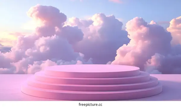 Pink Cloud Display Podium Scene