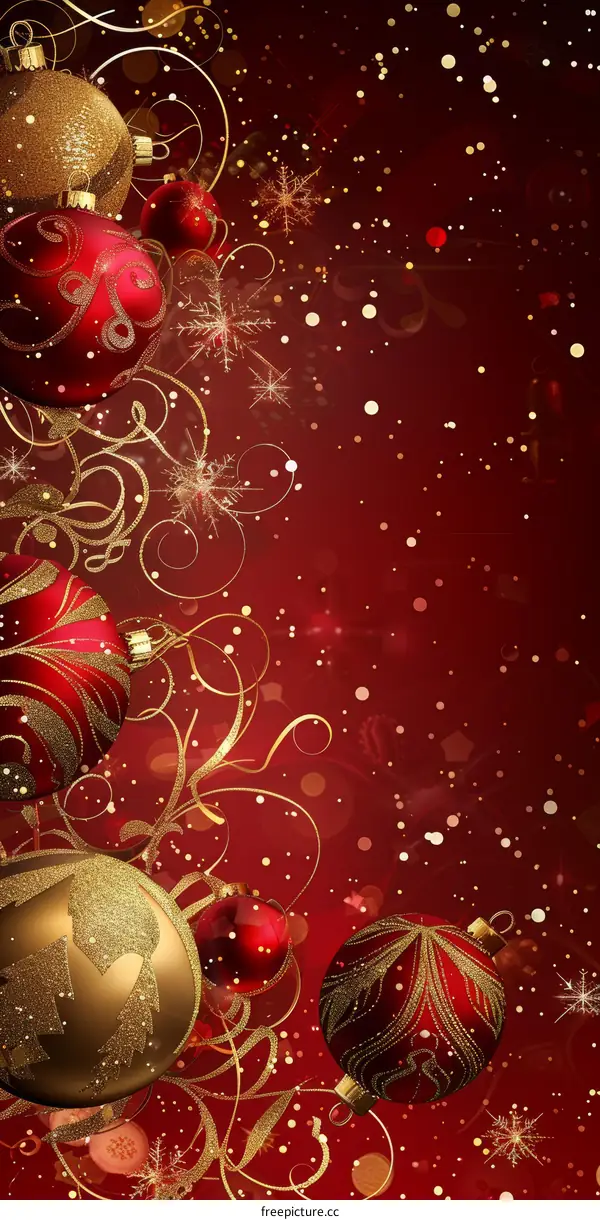 Vibrant Christmas Ornaments in Red, Gold and White