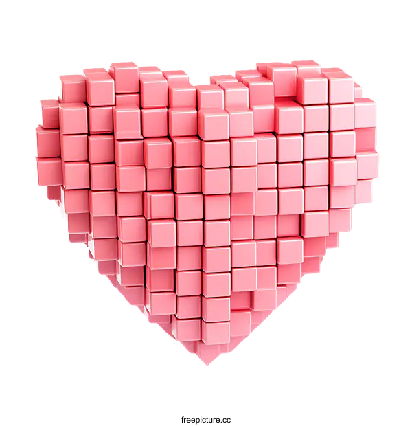 [Transparent Background PNG]Abstract Pink Pixel Heart Shape