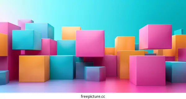 Colorful 3D Cubes on a Blue Background