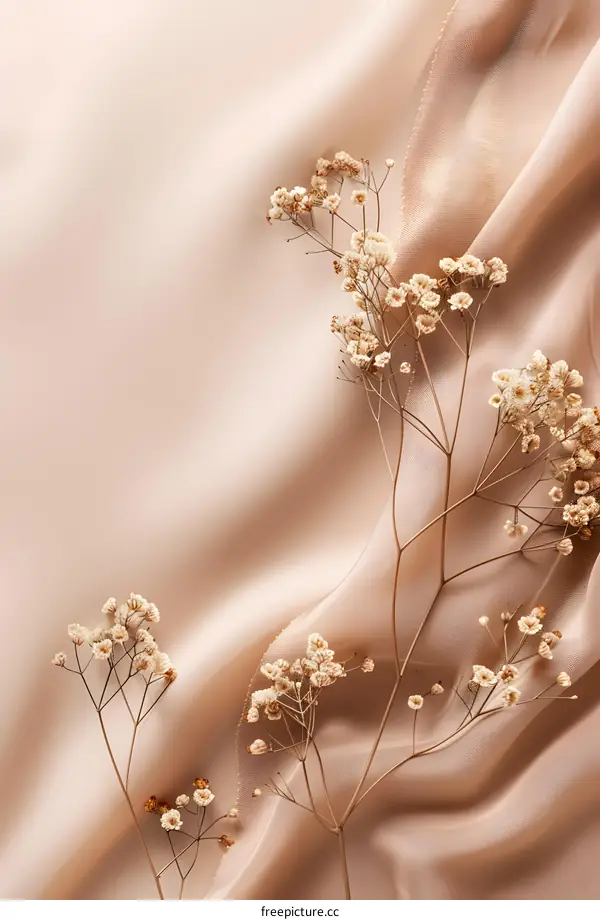 Delicate Dried Flowers on Soft Beige Fabric