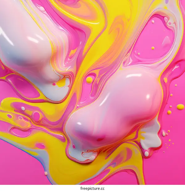 Colorful 3D Render of a Fluid Acrylic Pour Painting