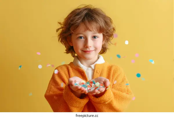 Child Throwing Confetti in Celebration