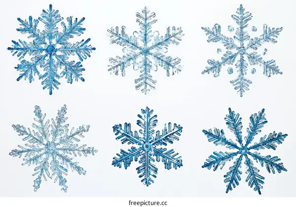 Six Different Snowflake Structures