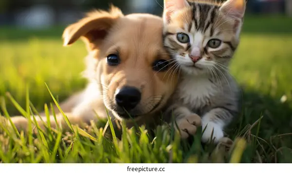 Cute Puppy and Kitten Best Friends
