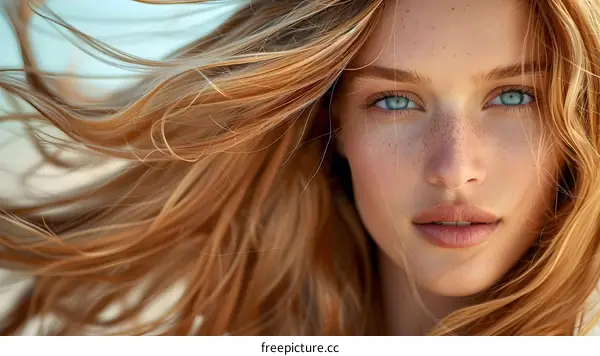 Portrait of a Woman with Long Red Hair