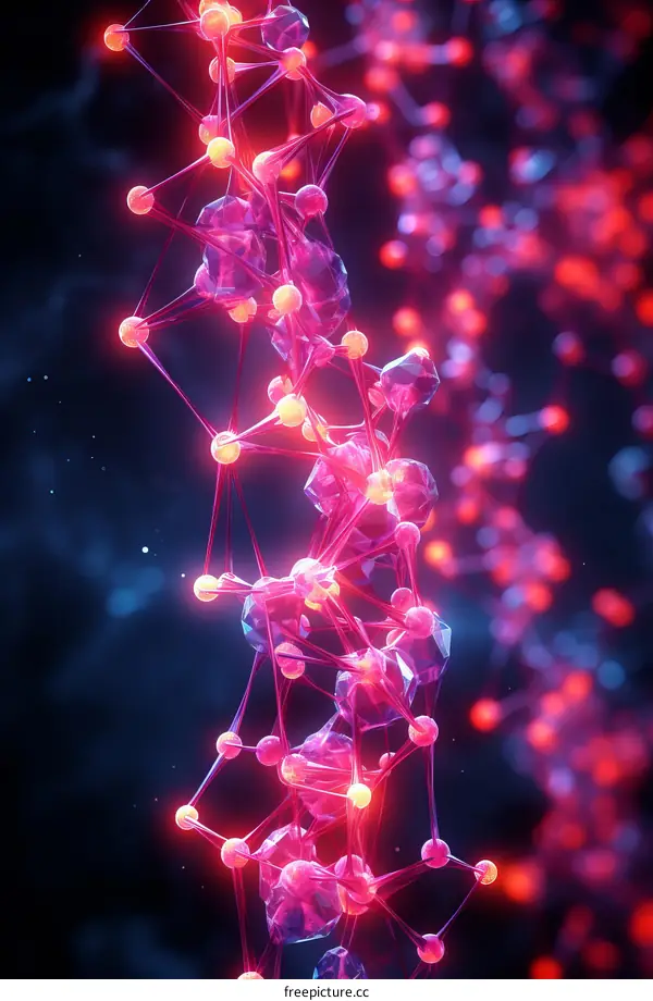 Pink and Blue Abstract Illustration of Interconnected Spheres