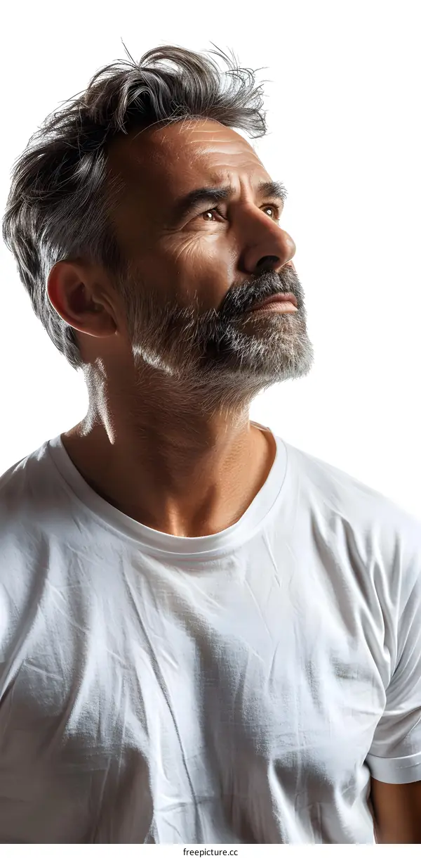 Portrait of a middle-aged man looking up