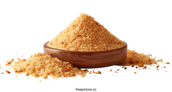[Transparent Background PNG]Brown Sugar Crumbs in Wooden Bowl