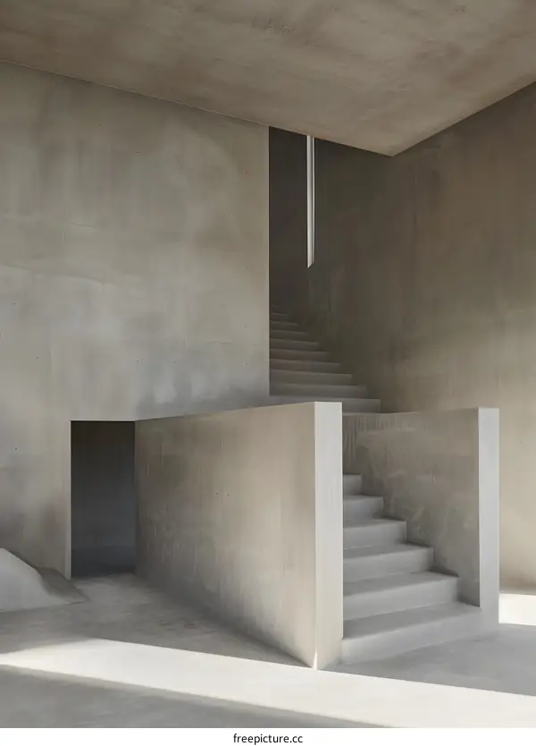 Modern Concrete Interior Design with Staircase and Doorway