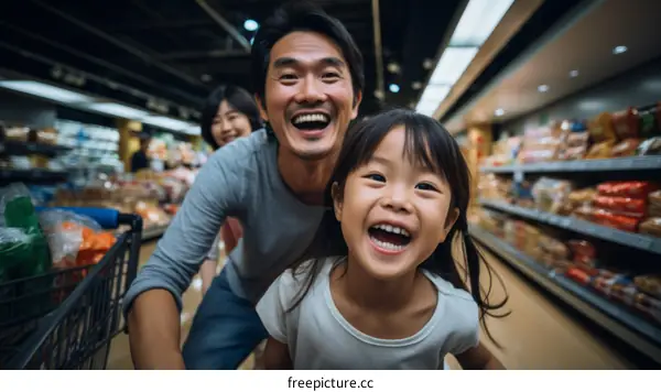 Family shopping in supermarket