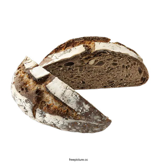 [Transparent Background PNG]Freshly Baked Sourdough Bread Sliced On White Background