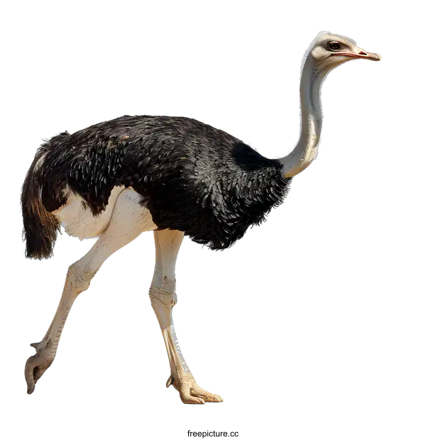 [Transparent Background PNG]Ostrich Walking on White Background
