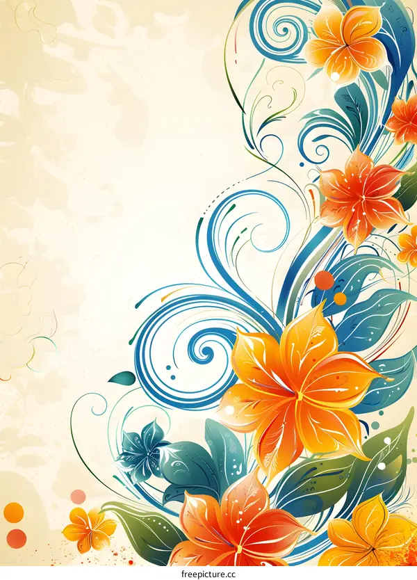 Orange flowers and blue leaves