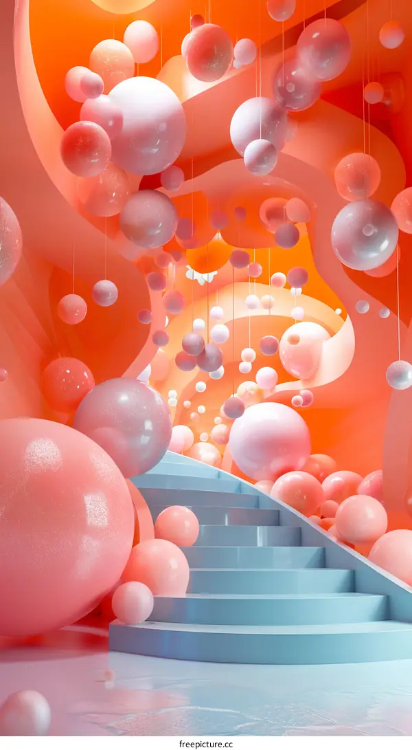 Abstract Colorful Bubble Staircase Interior