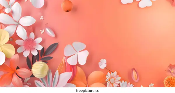 Paper Flowers with Orange Background
