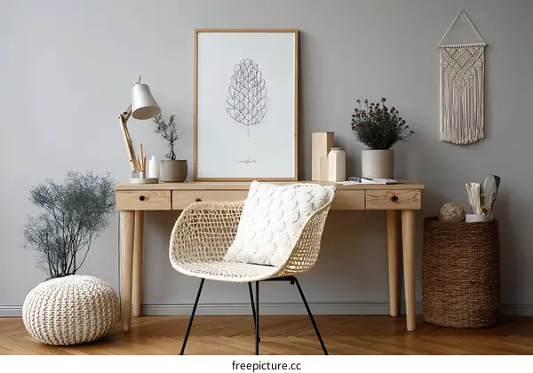 Modern Scandinavian Wooden Workspace Decor