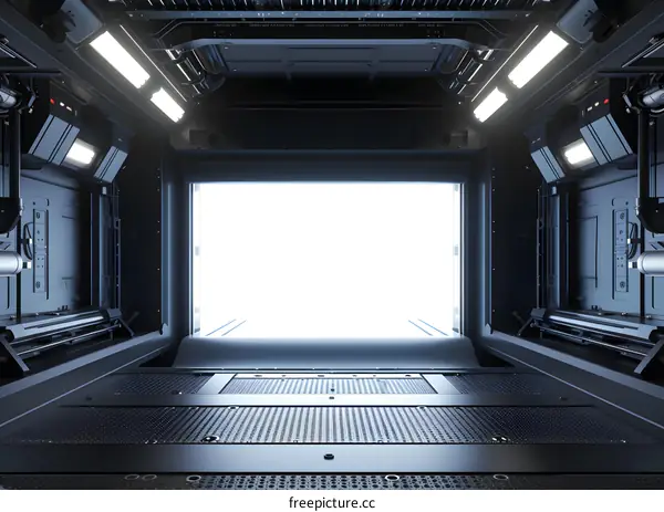 Futuristic Sci-Fi Spaceship Interior with Open Door