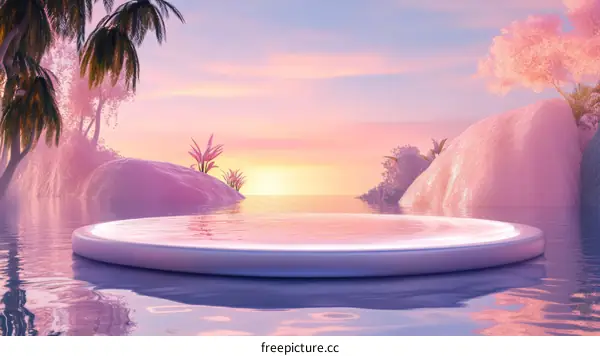 Pastel Sunset Island Floating Platform