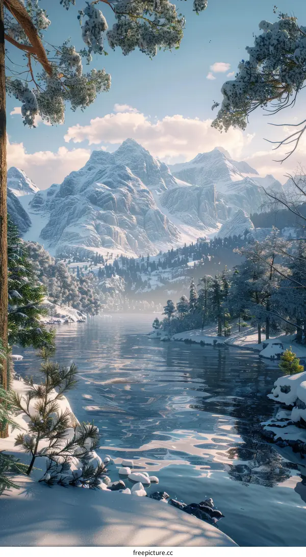 Snowy Mountain Landscape: A Breathtaking View of Nature