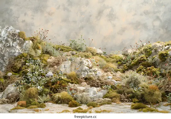 Closeup of Green Moss and Rocks in Natural Setting