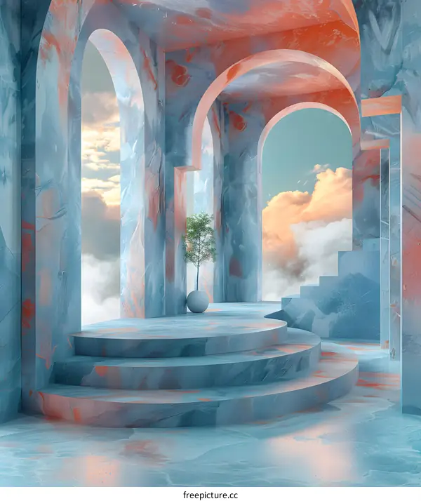 Surreal Corridor with Sky