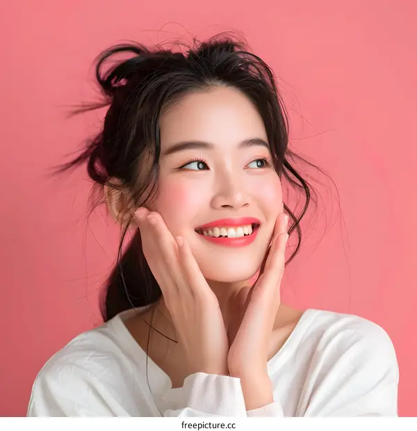Portrait of a Beautiful Young Asian Woman with a Gentle Smile