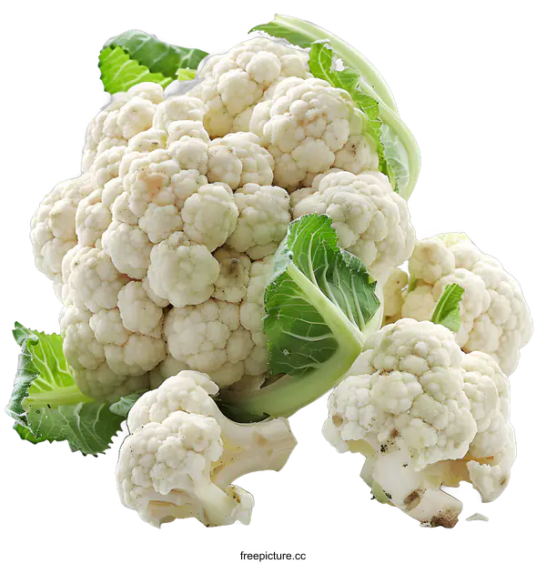 [Transparent Background PNG]Fresh organic cauliflower on a white background