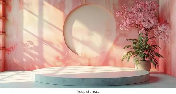 Pink Aesthetic Minimalist Display Podium