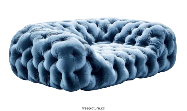 [Transparent Background PNG]Modern Luxurious Blue Button Tufted Sofa