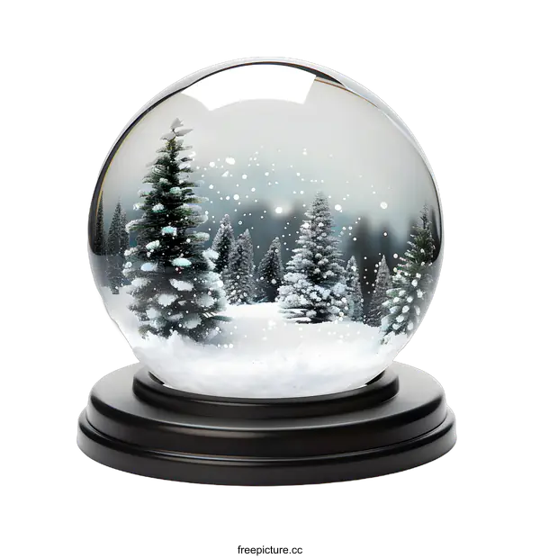 [Transparent Background PNG]Snow Globe With Winter Forest Scene