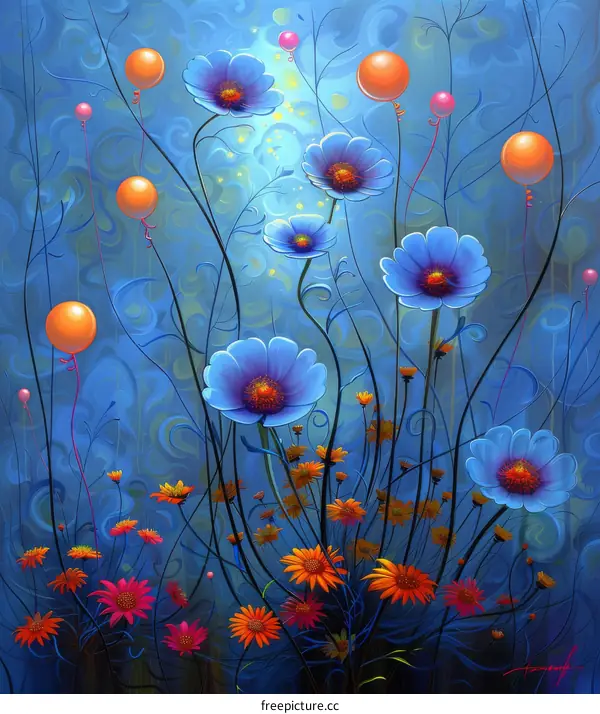 Colorful Flowers and Balloons
