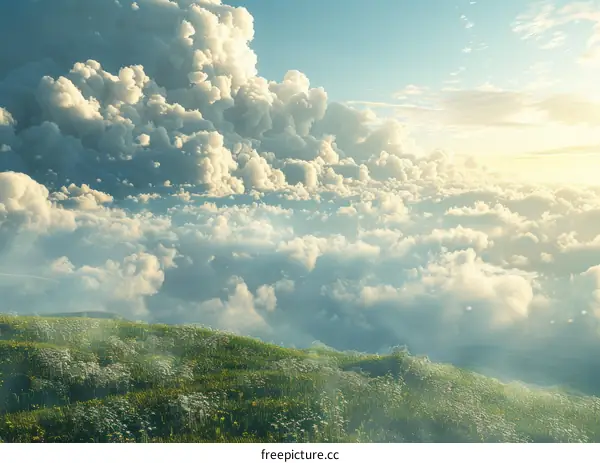 Beautiful Cloudscape Above a Lush Hillside