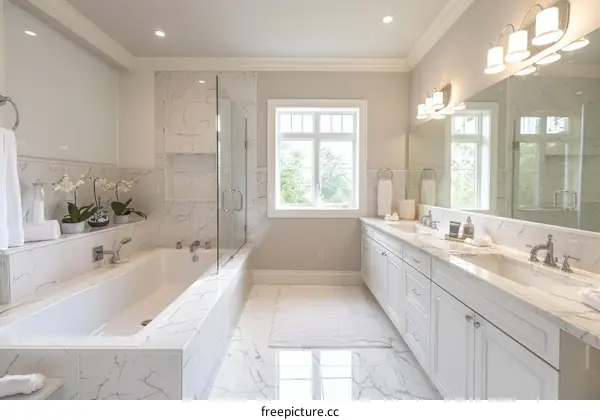 White Marble Bathroom with Modern Design
