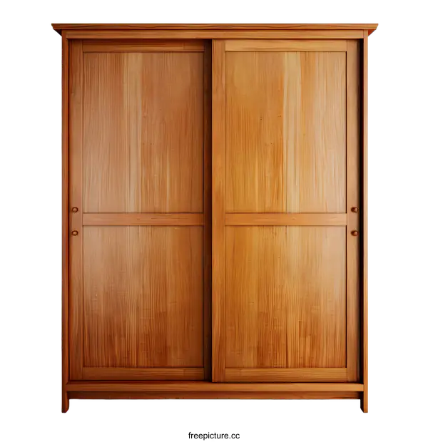[Transparent Background PNG]Sliding Door Wooden Closet in Bedroom Interior Design