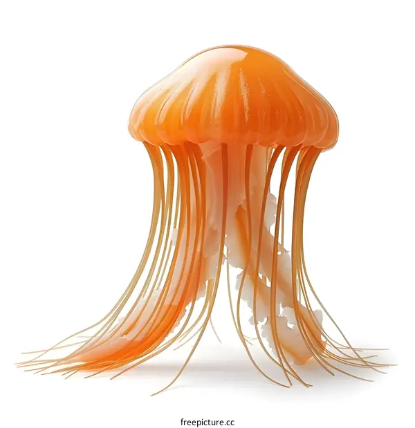 Orange jellyfish isolated on white background