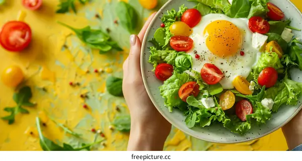A delicious and healthy breakfast of eggs, tomatoes, and spinach