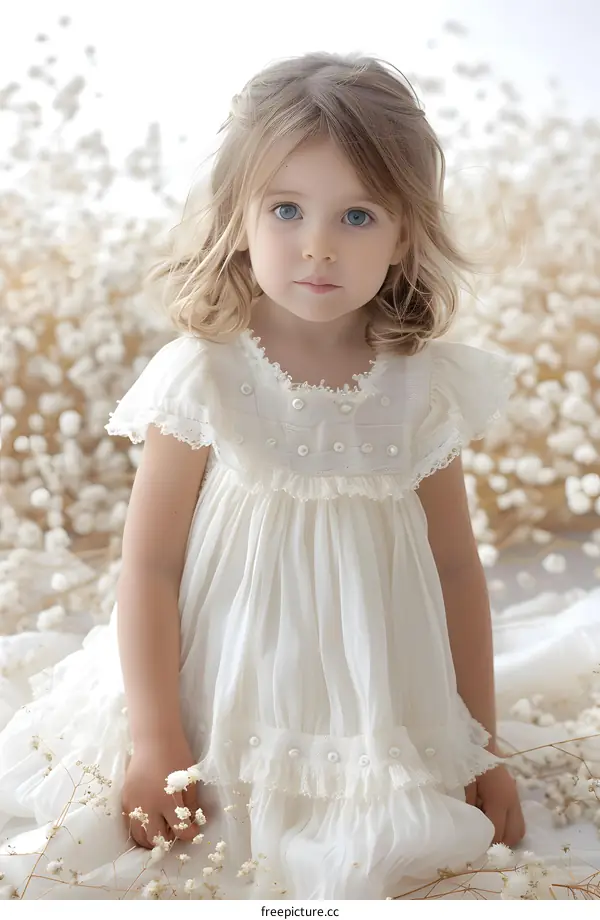 Little girl in a white dress