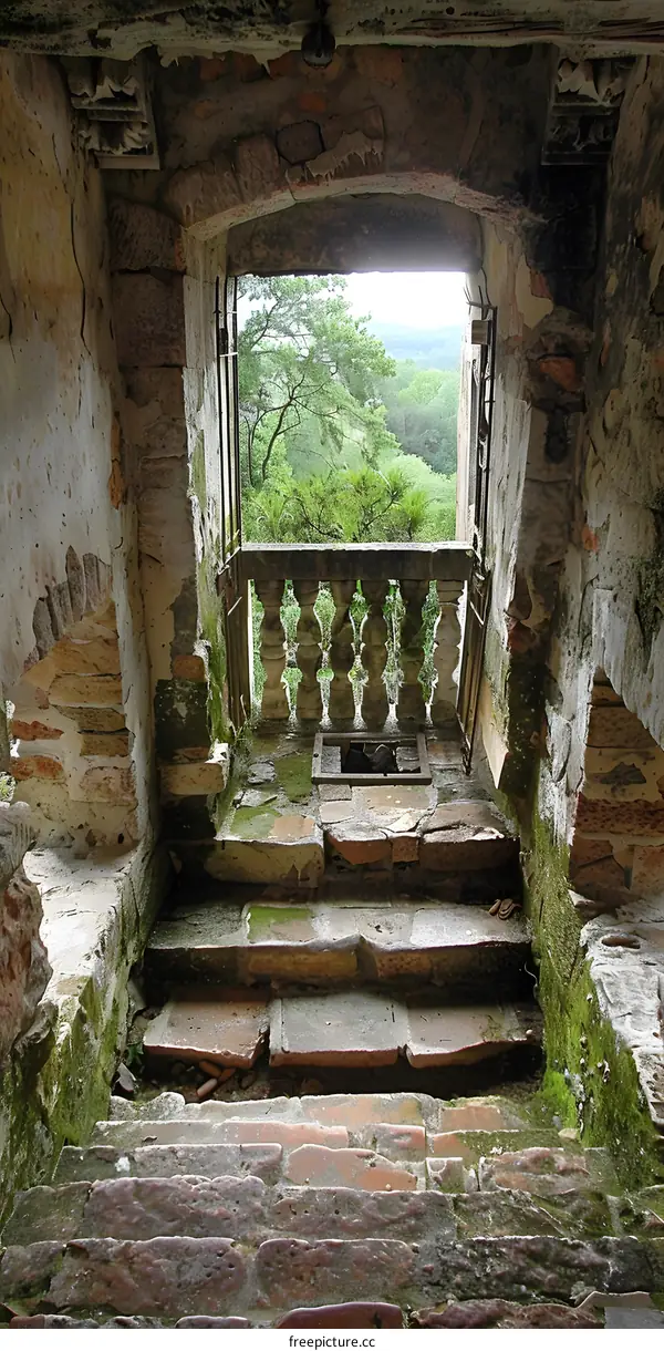 Balcony in a ruined building