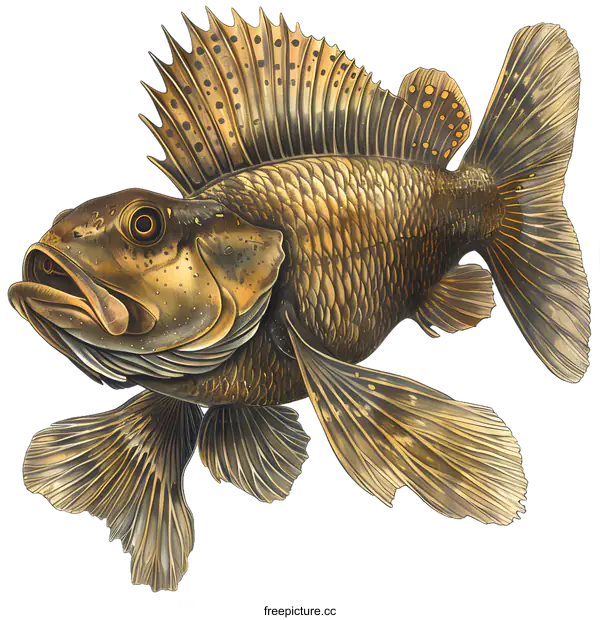 [Transparent Background PNG]Detailed Illustration of a Spiny Fish