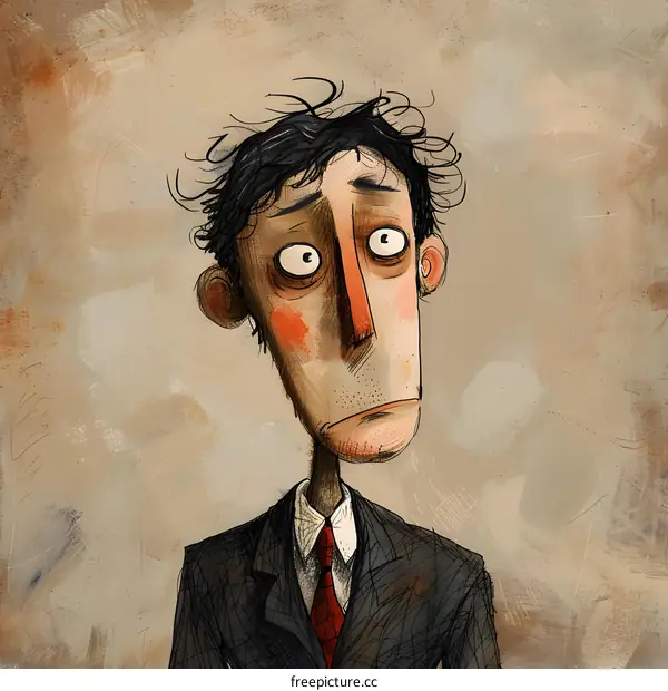 man with messy hair wearing red tie and black suit jacket