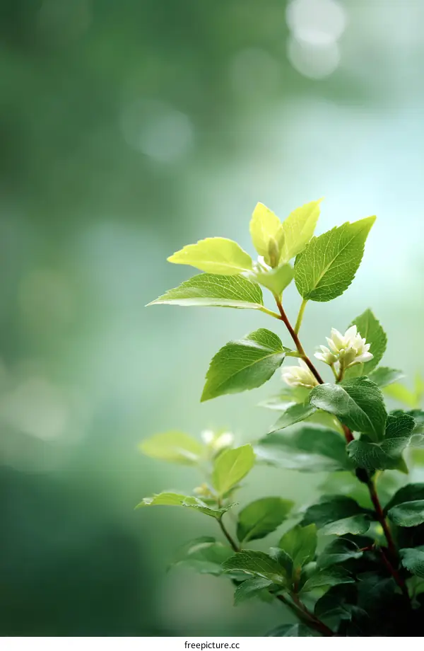 Fresh Spring Leaves and Blossoms in Nature