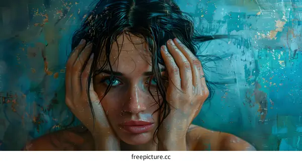 Portrait of a young woman with wet hair