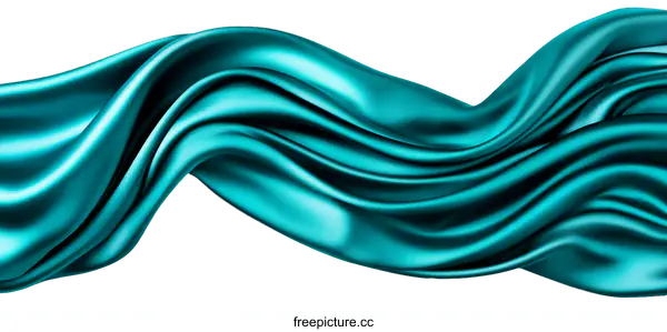 [Transparent Background PNG]Teal Silk Fabric Drape Texture Illustration