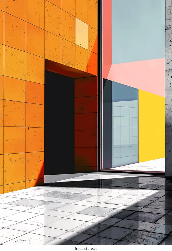 Modern Building Entrance with Geometric Design