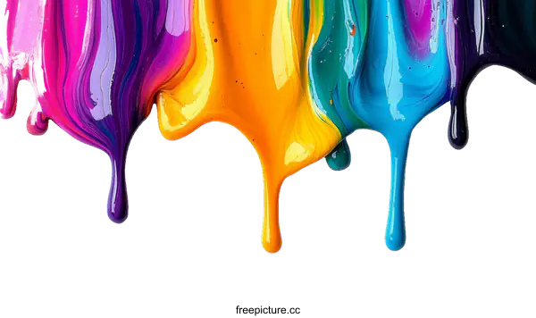 [Transparent Background PNG]Colorful Paint Drips Abstract Art