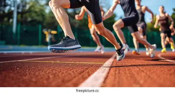Runners competing in a track race