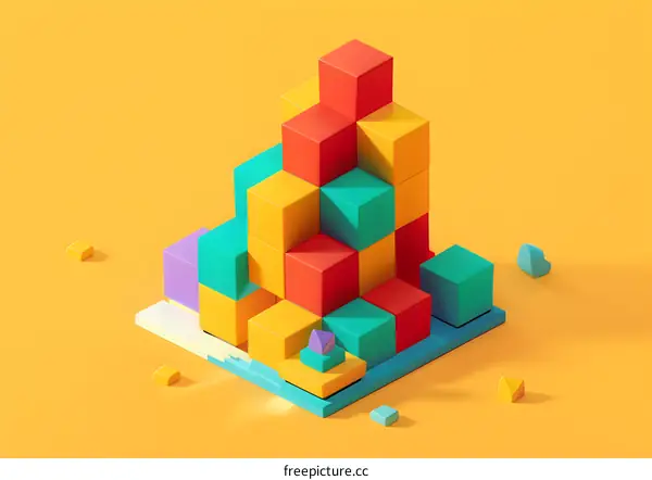 Colorful 3D Cubes Stacked on Top of Each Other