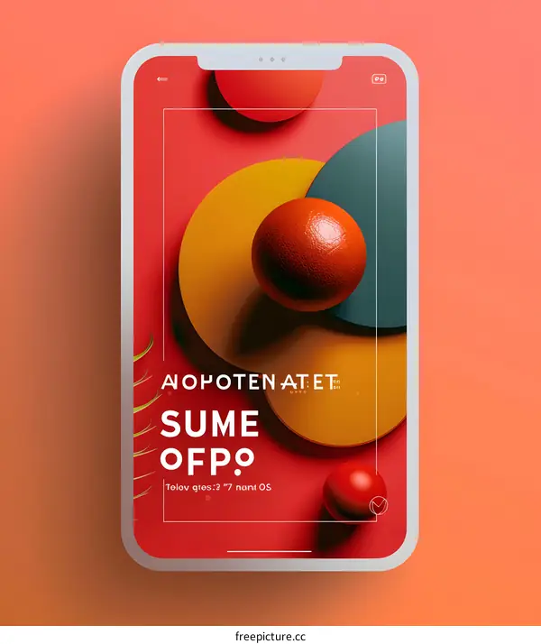 3D Abstract Phone Background with Red, Yellow and Green Colors