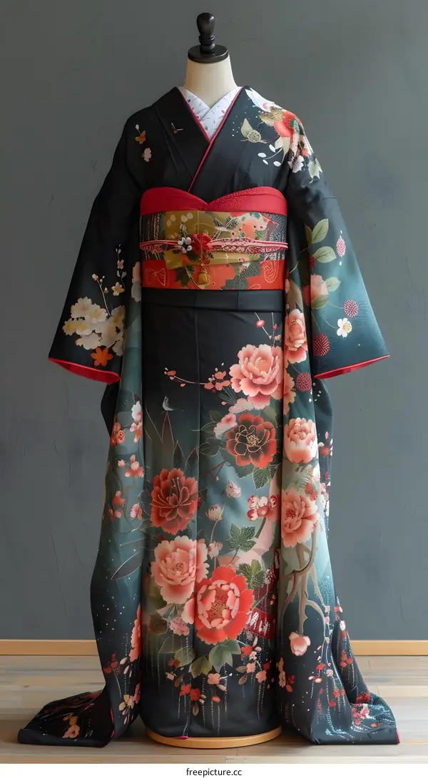 A kimono with a floral pattern